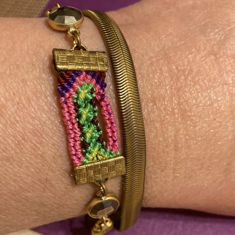 Catherine Page gold tone and macrame double strand bracelet